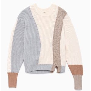 Aritzia Wilfred Lonell Colorblock Merino Wool Cable Knit Sweater